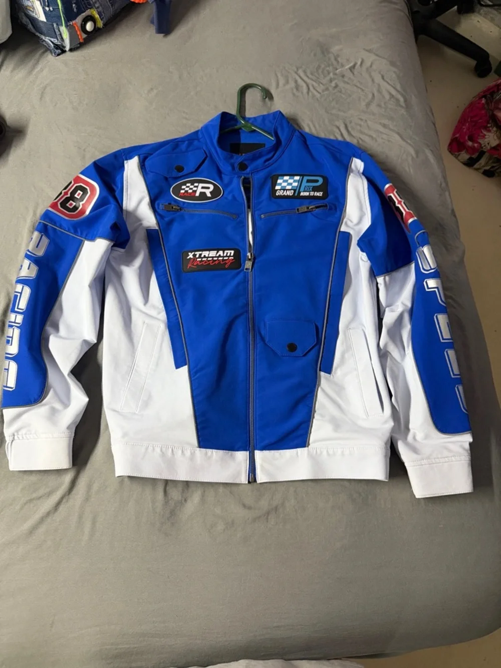 Blue & White Men's Racing Jacket - Picture 1 of 9